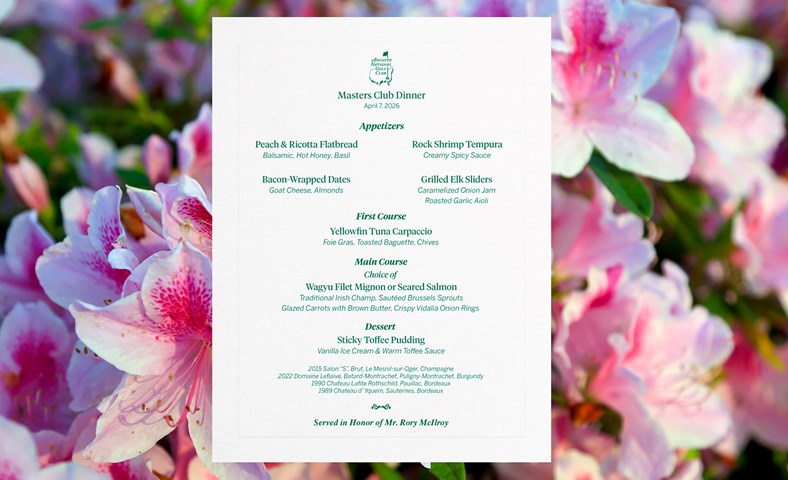 Elgur á Masters matseðlinum og eðalvín hjá Rory - 