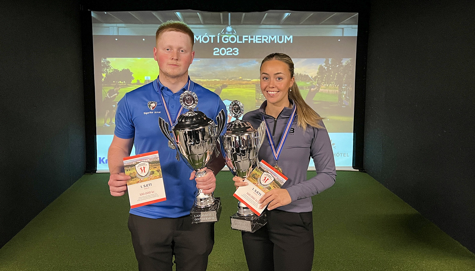 Sigurður og Saga golfherma meistarar